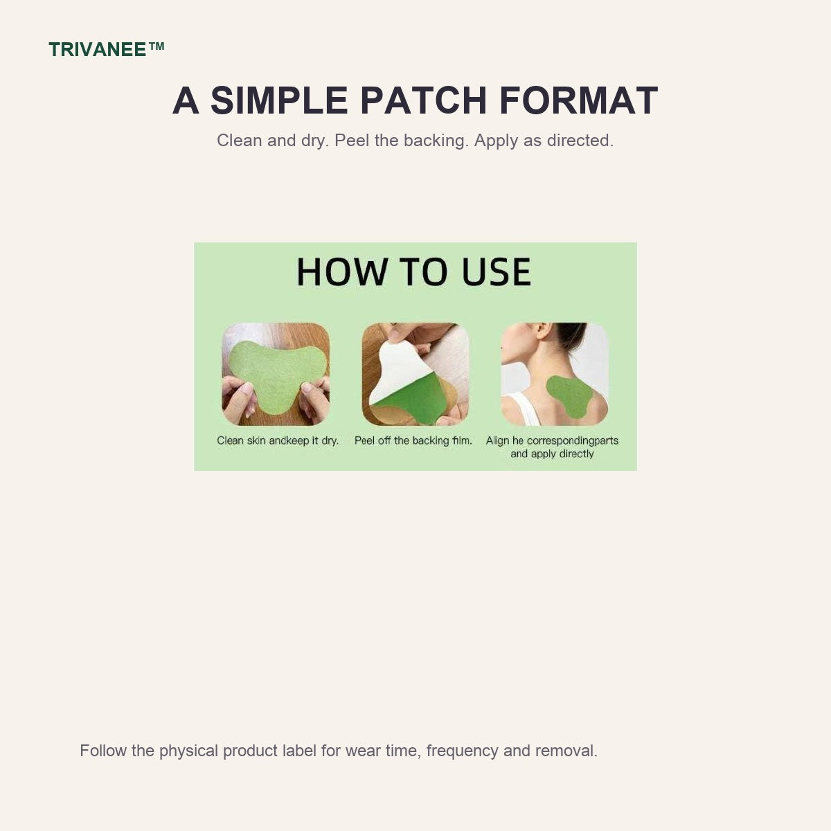 Simple three-step application format for the Herbal Neck Patch Set