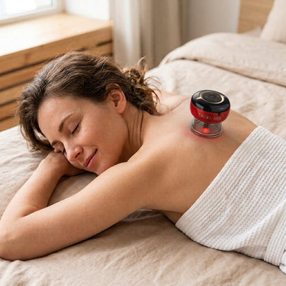 Trivanee smart cupping massager lifestyle use case for at-home neck and back relaxation