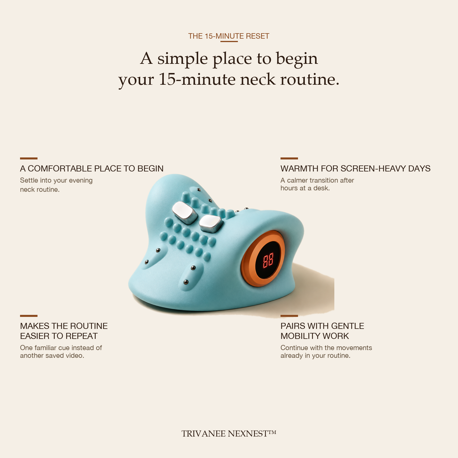 NexNest&trade; benefit callout: what a simple evening neck routine looks like